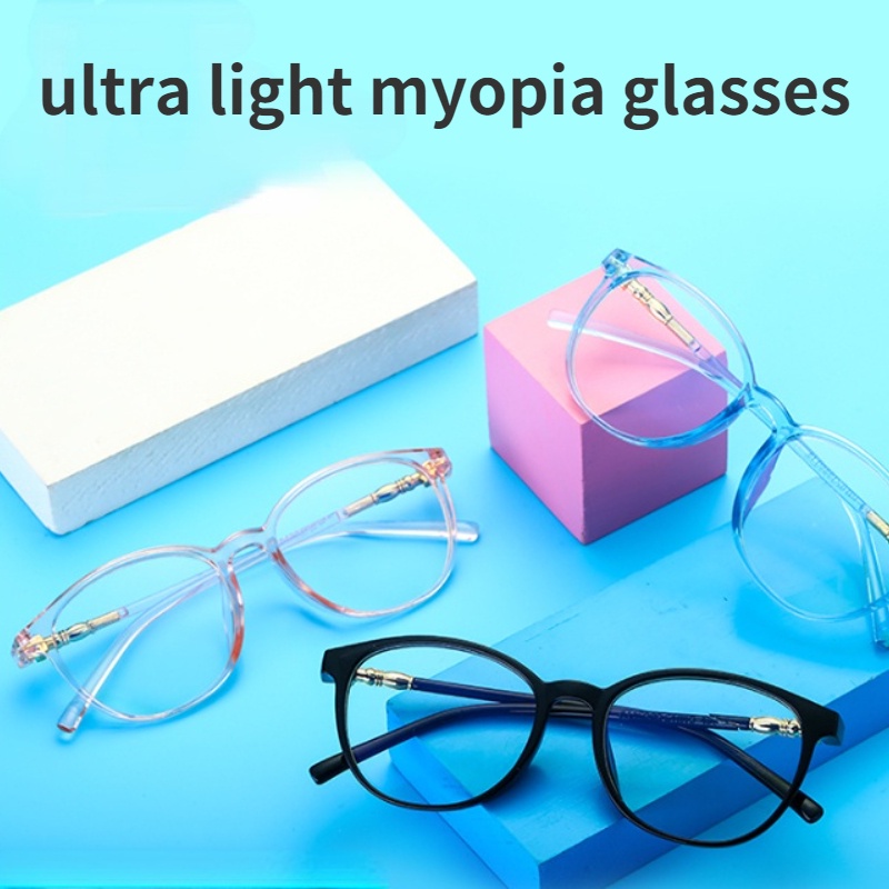 (KIQI-FASHION) COD Kính Cận 0°~-400° Mắt Kính Gọng Tròn Màu Đen Chống Bức Xạ Phong Cách Cổ Điển Chất Lượng Cao Cho Nam Nữ