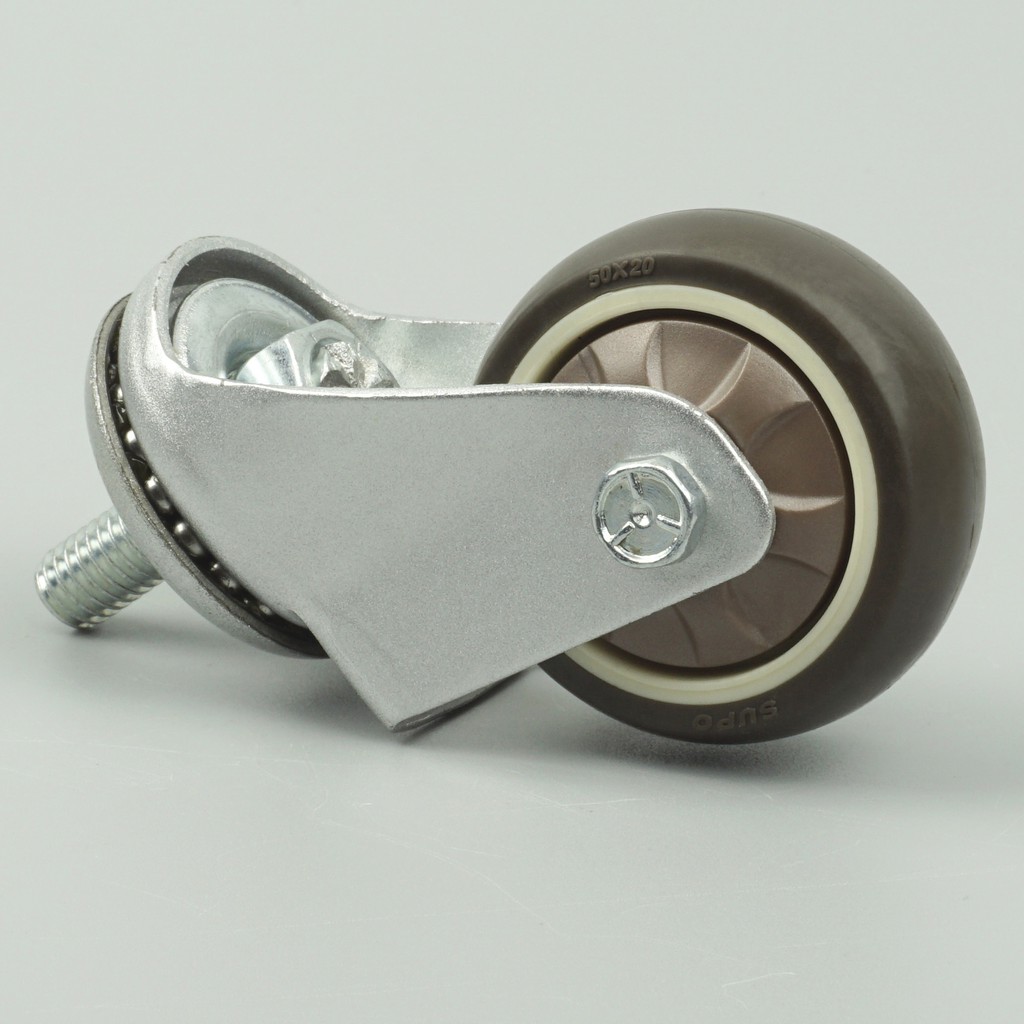 Bánh xe SUPO 50x21 Cao su mềm, cọc vít M10