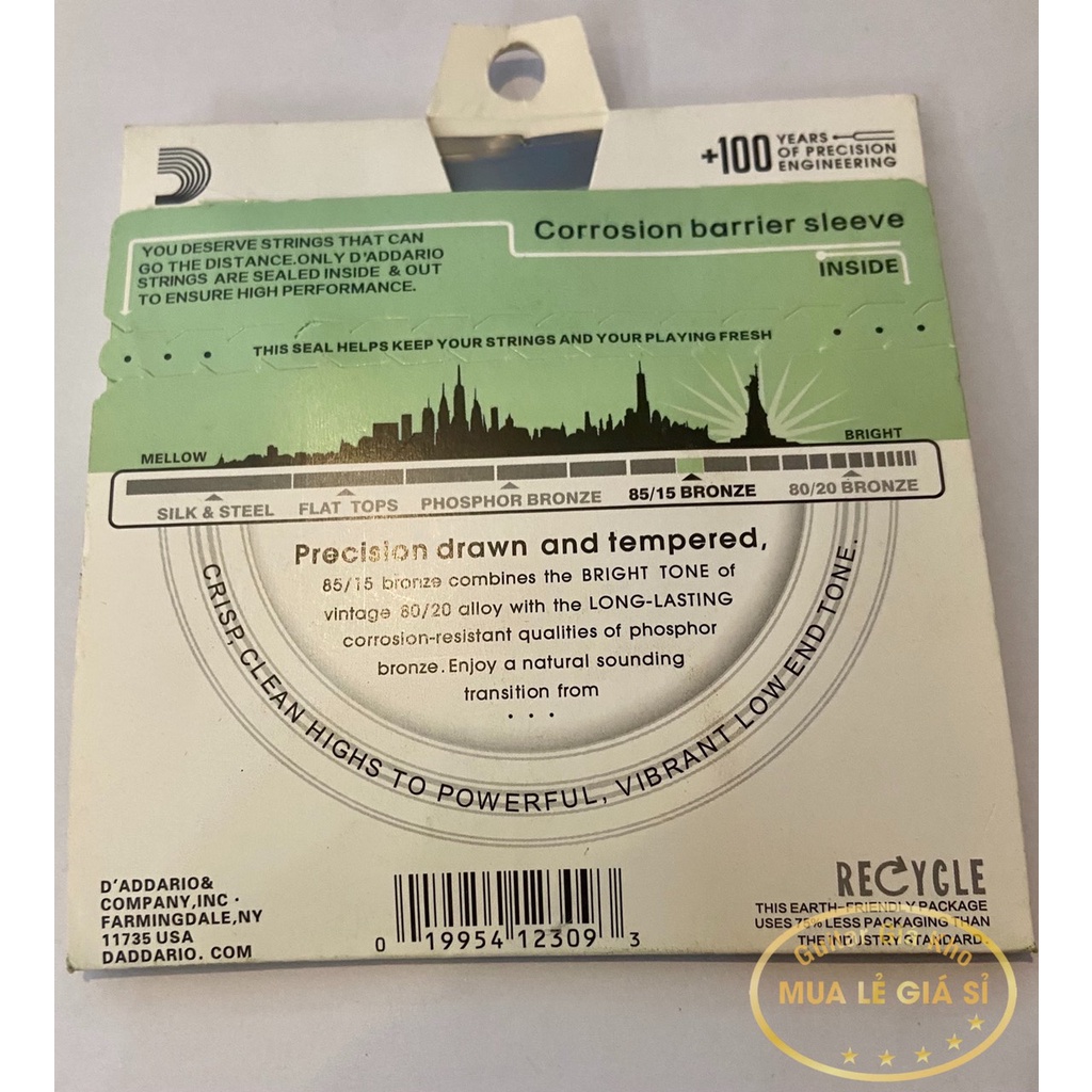 Bộ 06 Dây Đàn Guitar Acoustic D'Addario EXP26