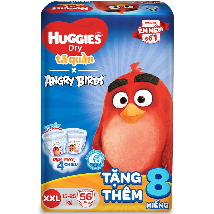 Bỉm Huggies  Angrybirds tã quần tặng 8 miếng đủ sz M,L,XL,XXL