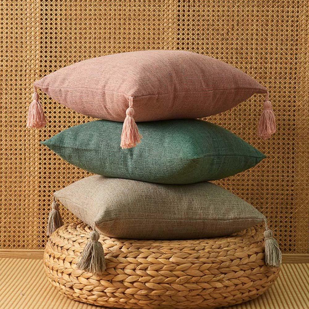Vỏ Gối Chất Liệu Cotton Lanh Dùng Để Trang Trí Phòng Khách / Phòng Ngủ