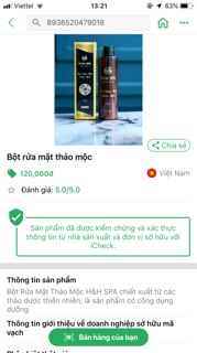 Bột rửa mặt thảo mộc H& H Spa