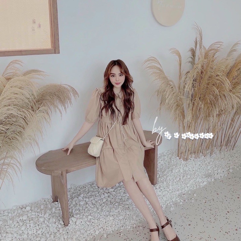 Đầm váy babydoll kem cổ bèo (kèm hình thật) | BigBuy360 - bigbuy360.vn