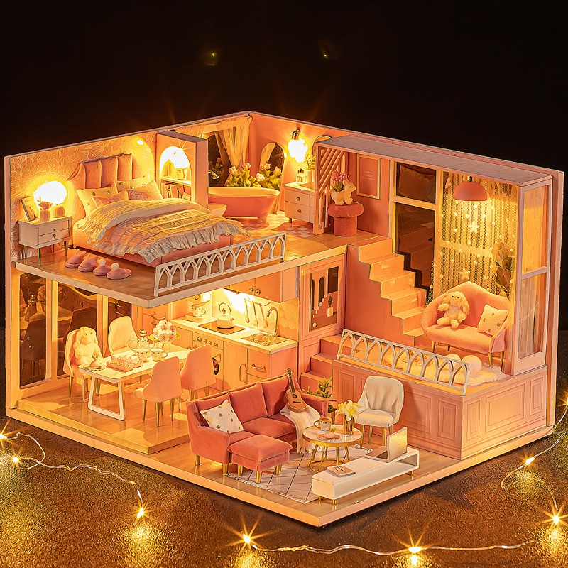 Mô hình nhà búp bê DIY Doll House Miniature_ A LITTLE WARM MOMENT _Tặng TẤM CHE BỤI + KEO