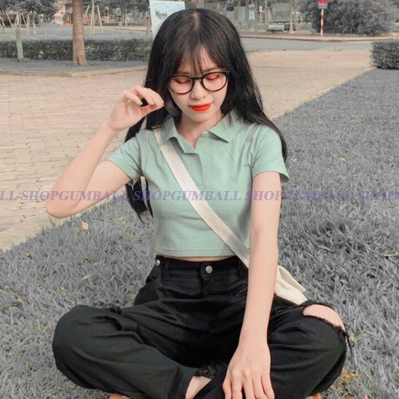 Áo Croptop Nữ Croptop Polo Dáng Ôm Cổ Bẻ Chất Vải Cotton Mềm Thoáng Mát Cá Tính