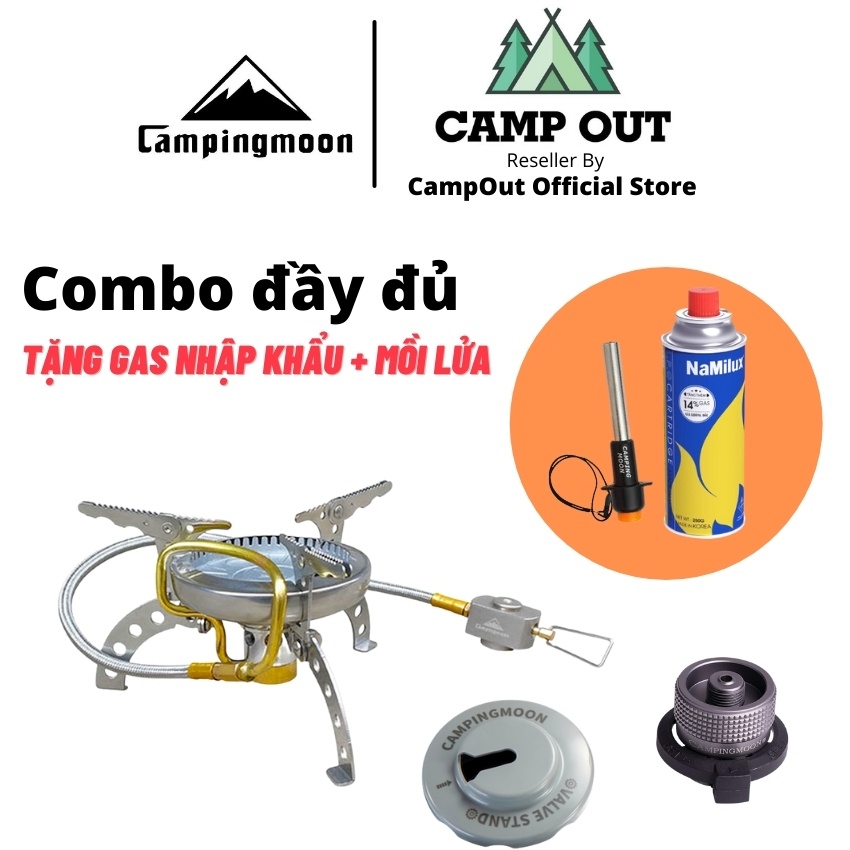 Bếp gas mini campingmoon campout combo bếp ga đô cắm trại du lịch mini xếp gọn A011