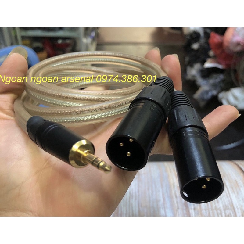 Dây 3,5 (3.5) ra 2 canon xlr đực cái chất lượng