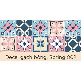 Set 20 viên decal gạch bông Blue size 20x20cm không cắt rời
