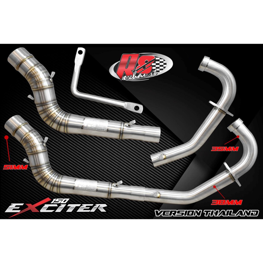 Cổ Pô Tăng R8 Racing 2 Khúc Exciter 150, MX King, Y15ZR Bảo Hành Chất Liệu Inox 304 100% Không Bị Sét