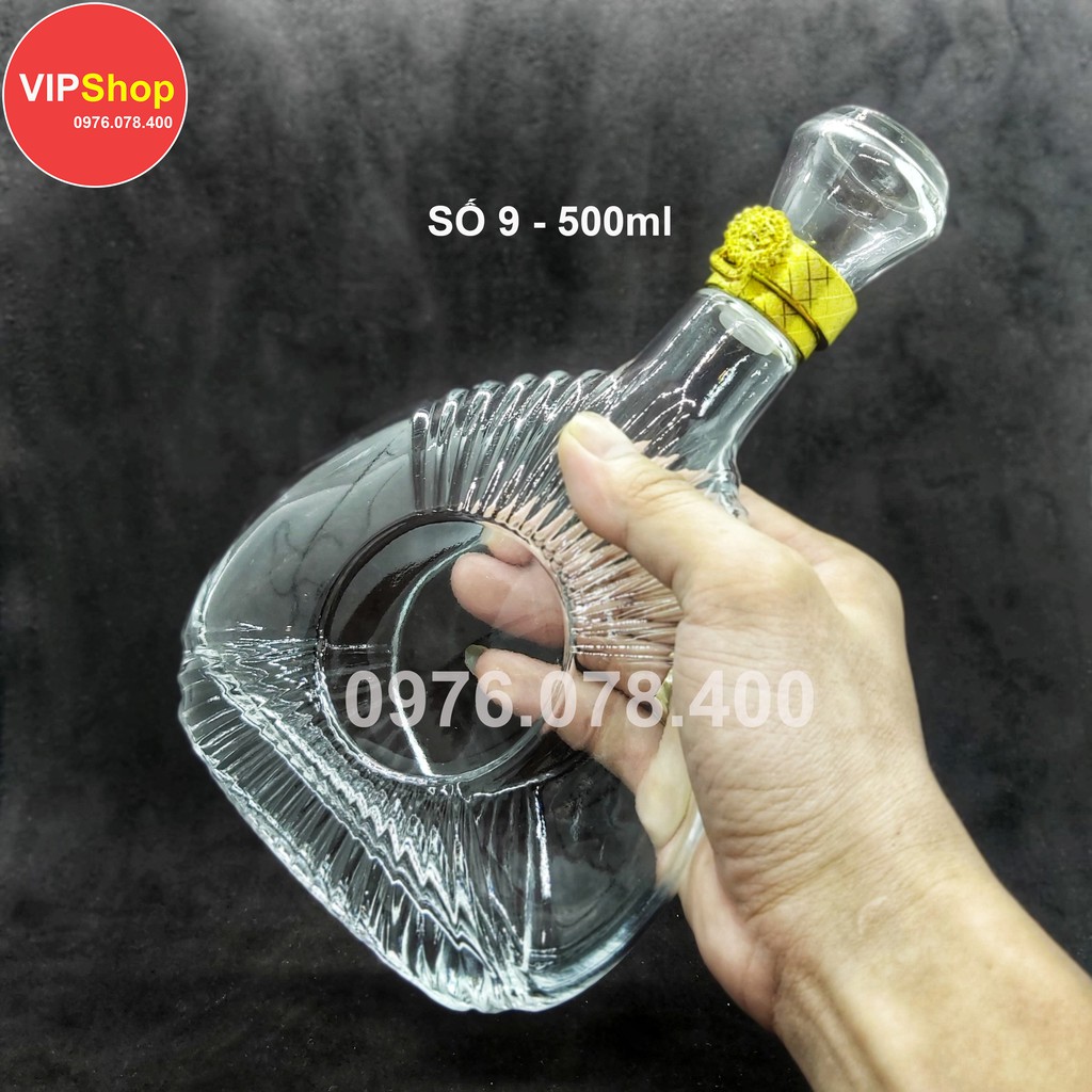 [ VIPShop ] Vỏ Bình Thủy Tinh XO Đựng Rượu 500ml, Chai XO Tam Giác Sang Trọng, CTT-09