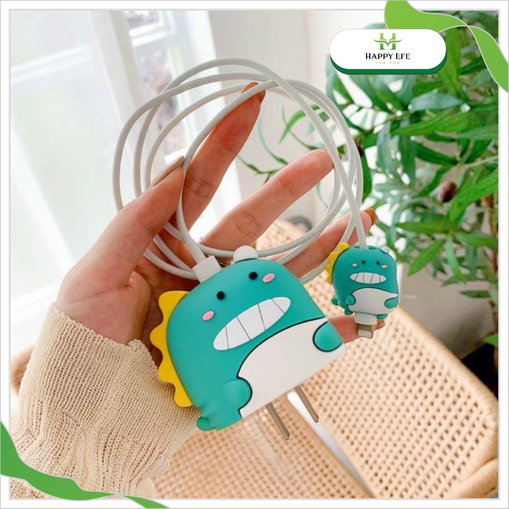 Bảo vệ dây sạc Iphone, bọc sạc Iphone hình thú silicon dễ thương cute - Happy Life 4U