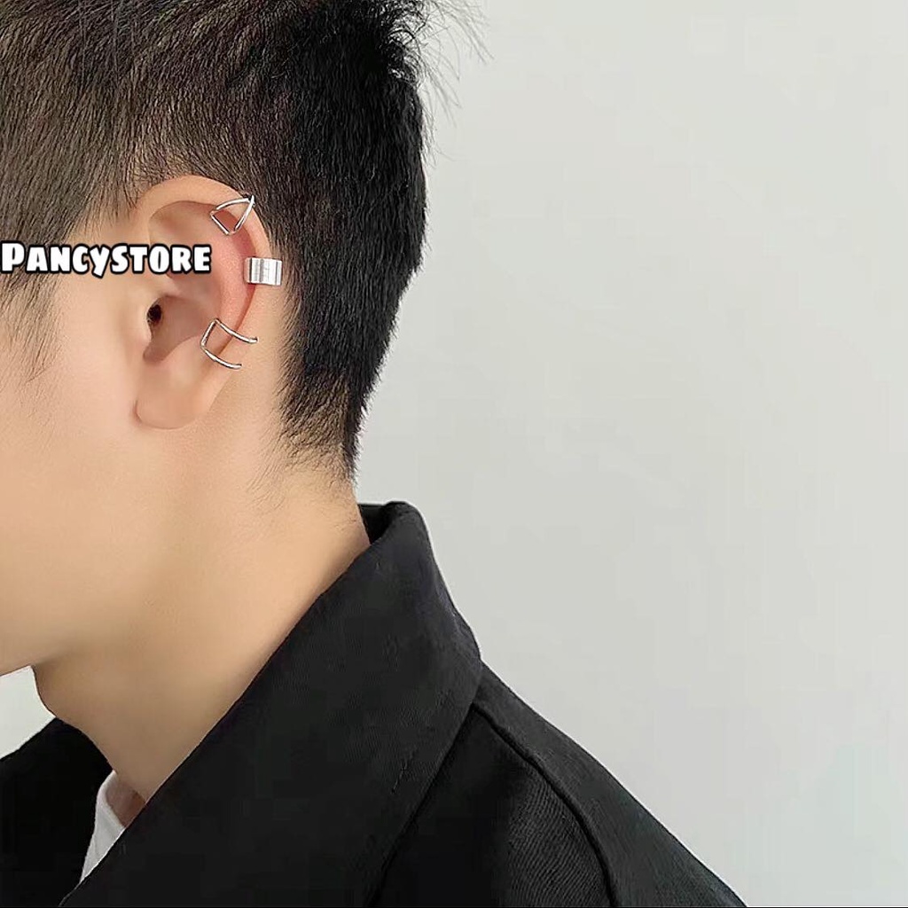 bông tai kẹp tai nam nữ không cần xỏ lỗ titan siêu bền không gỉ unisex