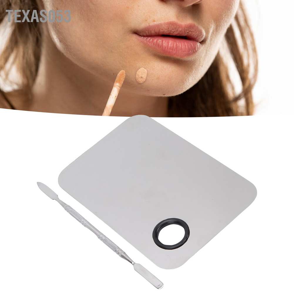 Hàng HOT Bảng pha màu mỹ phẩm + thìa trộn bằng thép không gỉ trang điểm/vẽ móng tay chuyên nghiệp Khay Pha Màu Trang Điểm Làm Đẹp【Texas053】