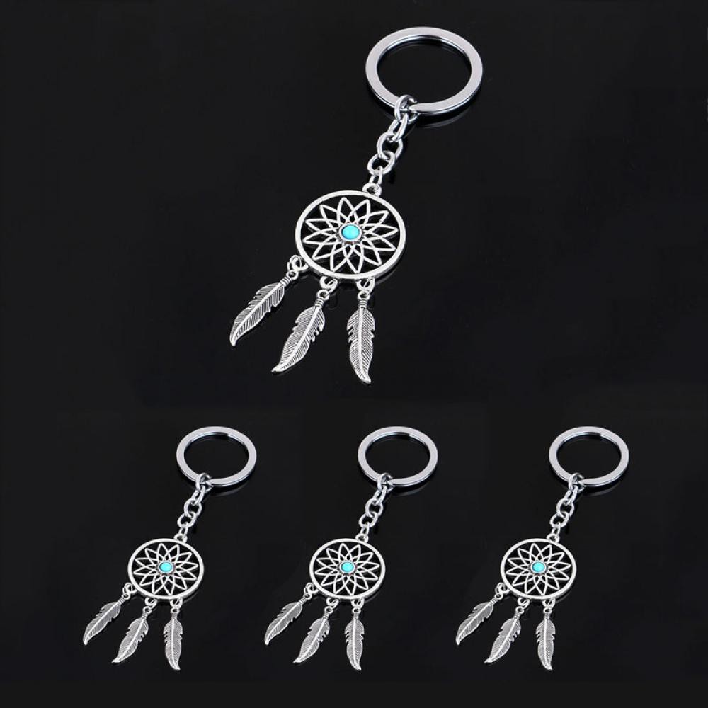 Móc Khóa Gắn Lông Vũ Kim Loại Phong Cách Bohemian
