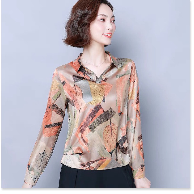 ÁO SƠ MI NỮ HỌA TIẾT 3D CHIẾC LÁ THỜI TRANG QUẢNG CHÂU CAO CẤP