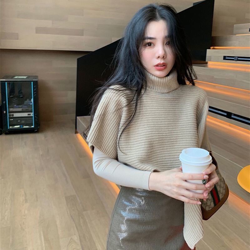 áo sweater cổ cao thiết kế đơn giản thời trang phong cách Hàn Quốc