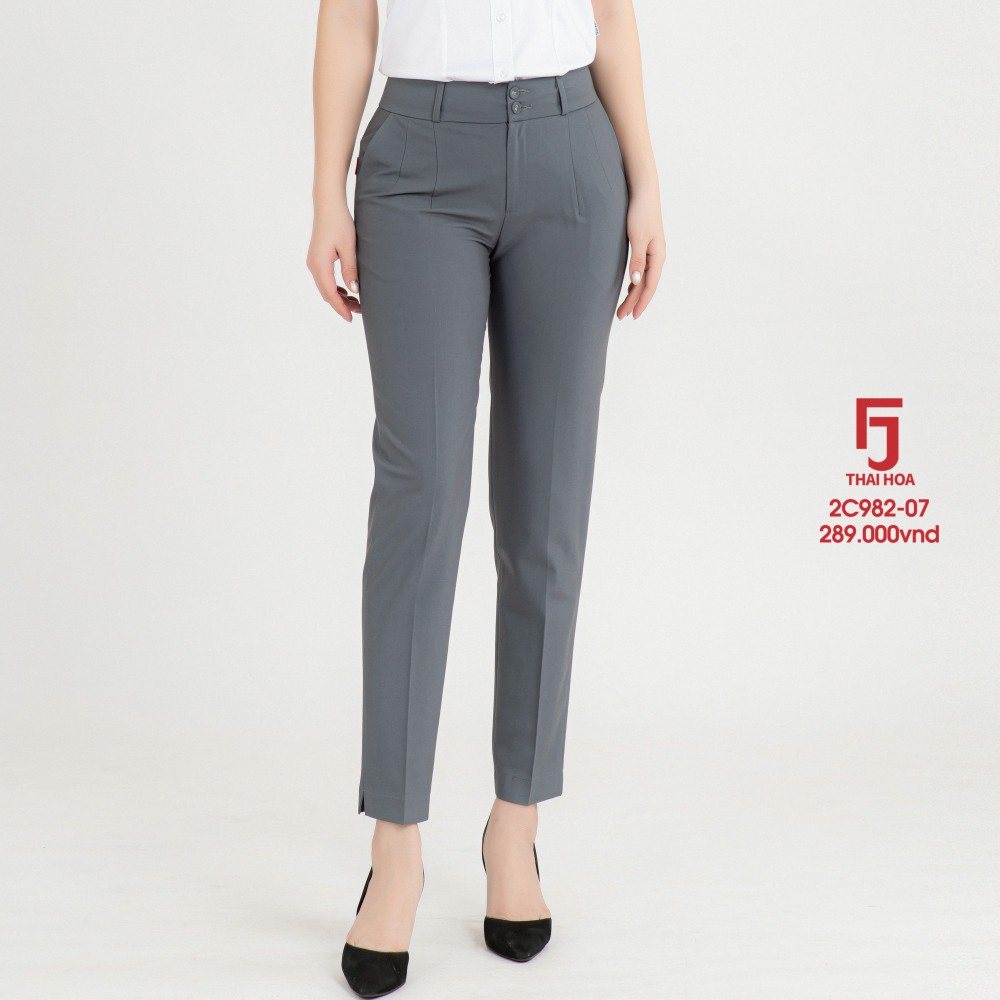 Quân tây nữ công sở đẹp 9 tấc màu ghi xám bigsize trơn Thái Hoà 2c982-07-01