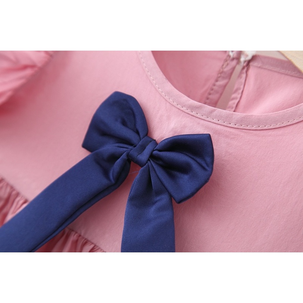 Đầm công chúa  không tay đính nơ màu sắc trơn thời trang mùa hè xinh xắn cho bé gái 1-5 tuổi