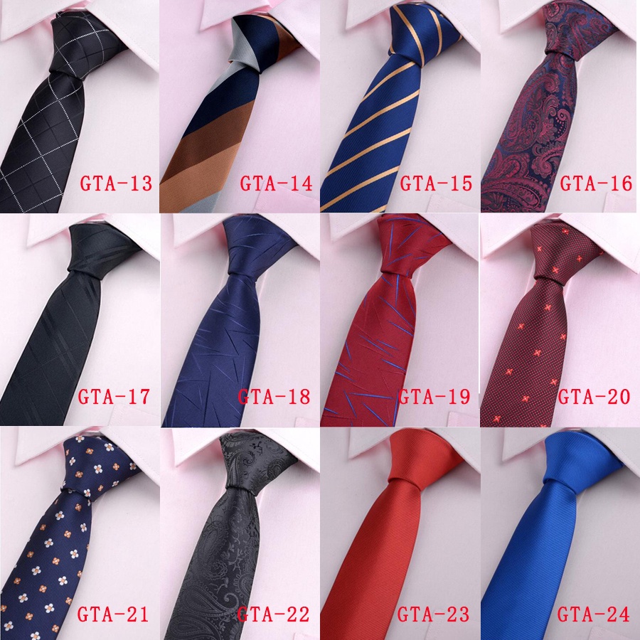 Cà Vạt Bản Nhỏ 6CM Họa Tiết Sọc / Chấm Bi Thời Trang Công Sở Cho Nam
