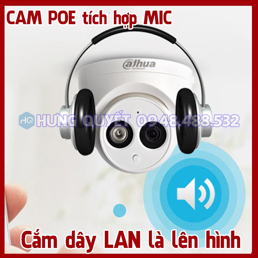 Camera IP POE Dahua 1230C-A V2 liền Mic, chống ngược sáng