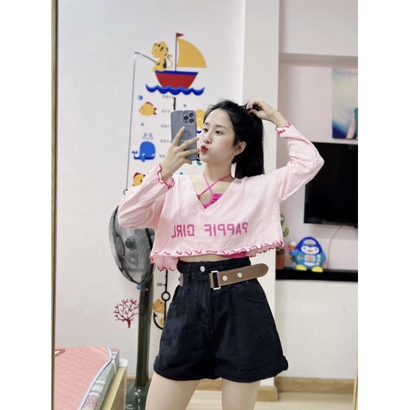 Set áo croptop dài tay
