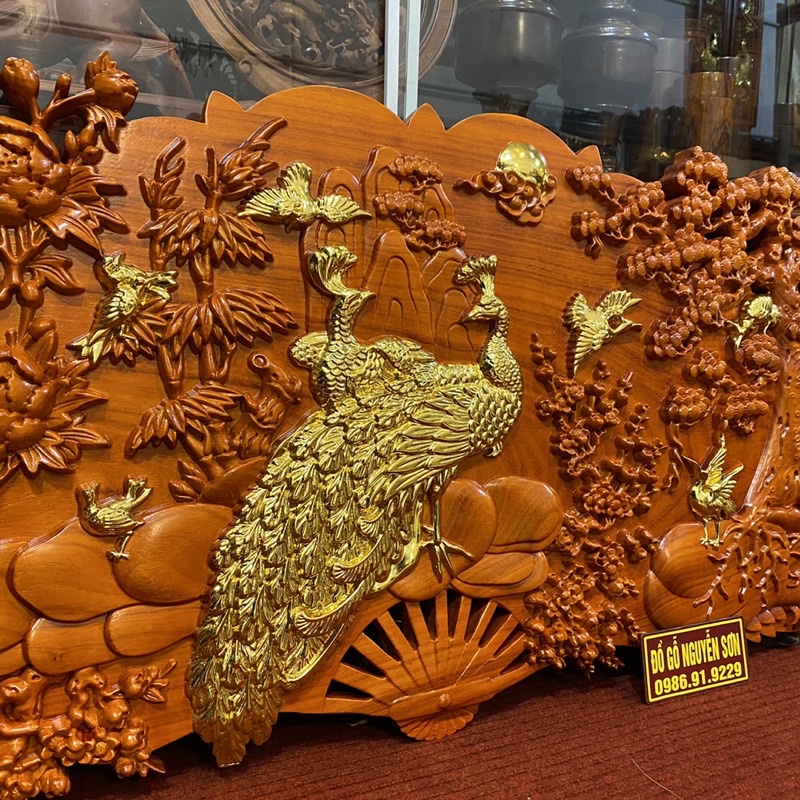 Tranh quạt gỗ phu thê viên mãn