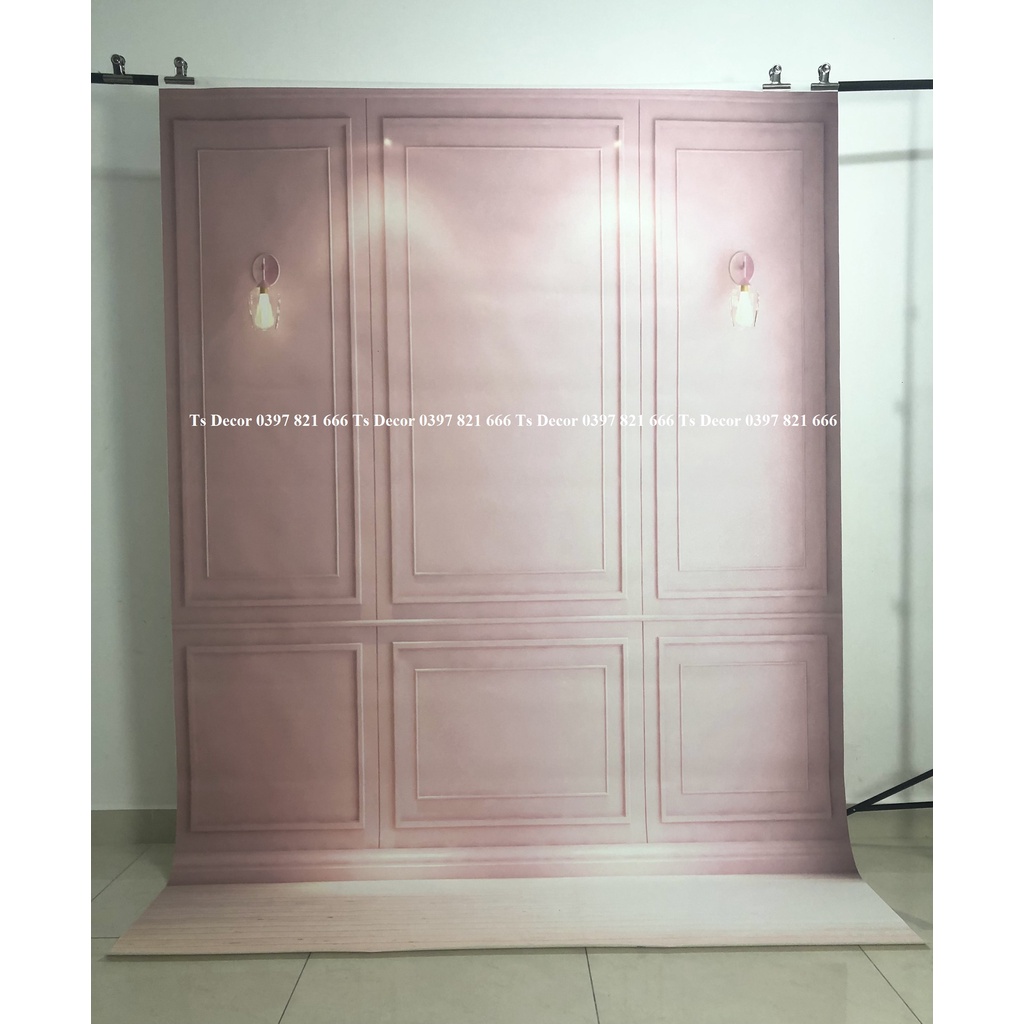 Phông Nền Livestream Màu Hồng 3D 5D-Miễn Phí Chèn Logo