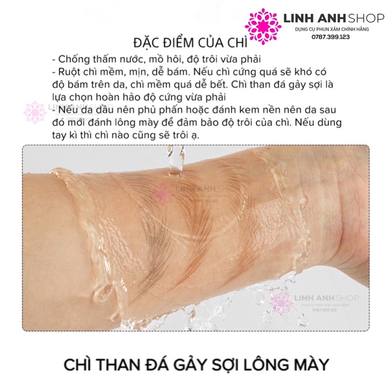 Chì Gỗ Than Đá Lõi Cứng Kẻ Sợi Lông Mày Chống Thấm Nước Phun Xăm Makeup