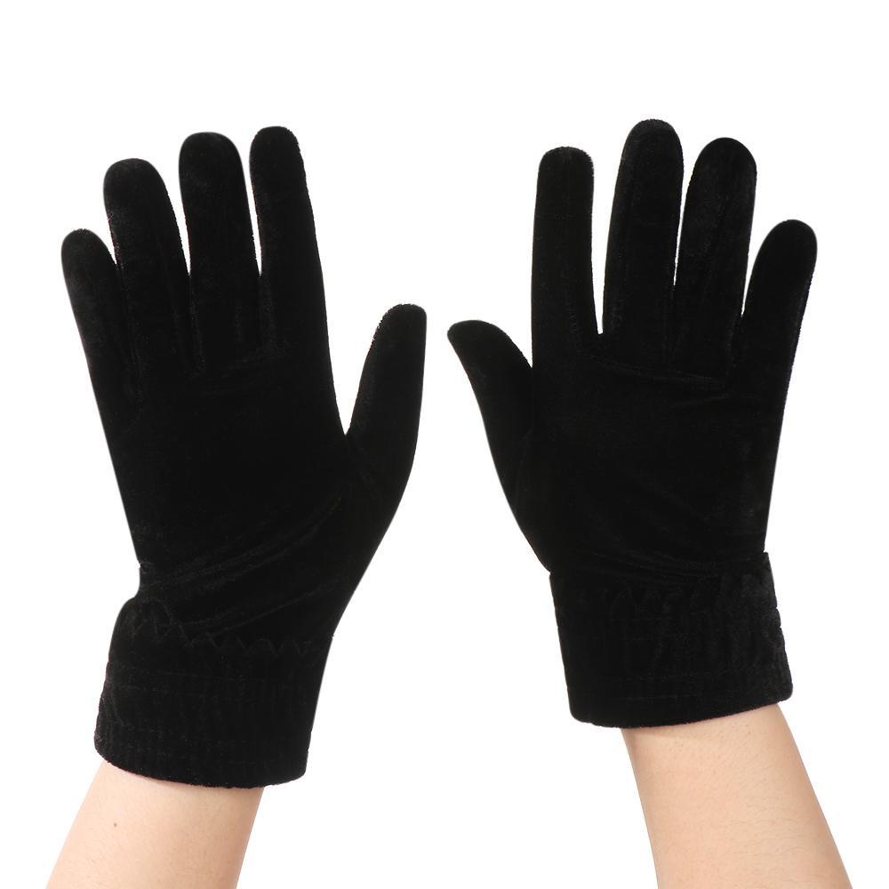 Găng Tay Vải Nhung Màu Trơn Thời Trang Thu Đông Dành Cho Nữ