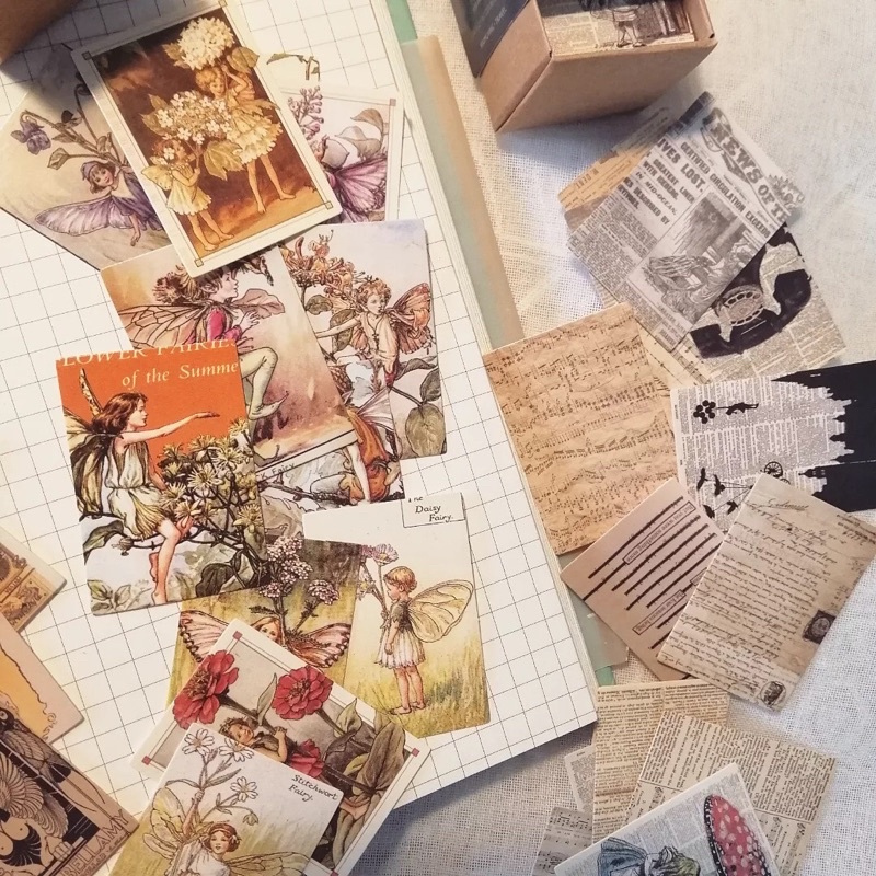 Thẻ trang trí giấy cứng cán bóng chủ đề vintage dùng trang trí bullet journal - ginandtonic