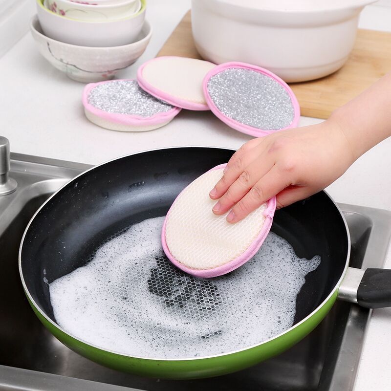 Miếng Xốp Tròn Rửa Chén Hai Mặt Có Thể Tái Sử Dụng Cho Nhà Bếp