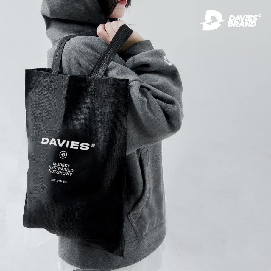 Túi tote vải đeo vai màu đen DAVIES