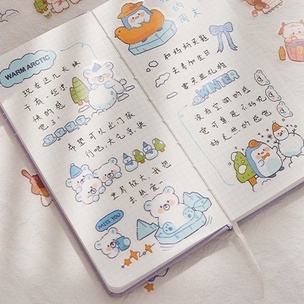 Set 46 sticker PET mềm hình động vật dễ thương trang trí cốc nước/tập ảnh chống thấm nước DIY