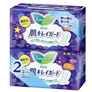 Set 2 gói băng vệ sinh đêm Laurier có cánh (10 miếng/gói) Hàng Nhật Chính Hãng