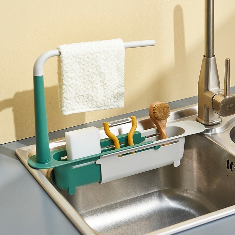 Giá đựng đồ thoát nước gắn bồn rửa chén 3 trong 1 có thể điều chỉnh thu gọn cho nhà bếp