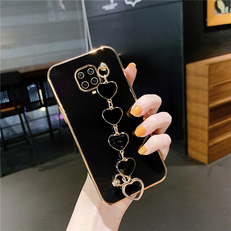 Ốp điện thoại mềm viền vuông hình trái tim sang trọng bảo vệ camera cho Xiaomi Redmi Note 9s Note 9 Pro Note 9 Pro Max