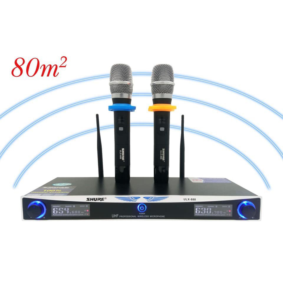 Bộ Micro karaoke không dây Shure ULX-888 [Hàng chất lượng cao] + Tặng kèm 02 chống lăn bảo vệ micro cao cấp