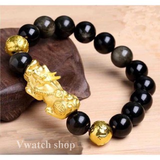 VÒNG TAY TỲ HƯU MAY MẮN TÀI LỘC HẠT ĐEN