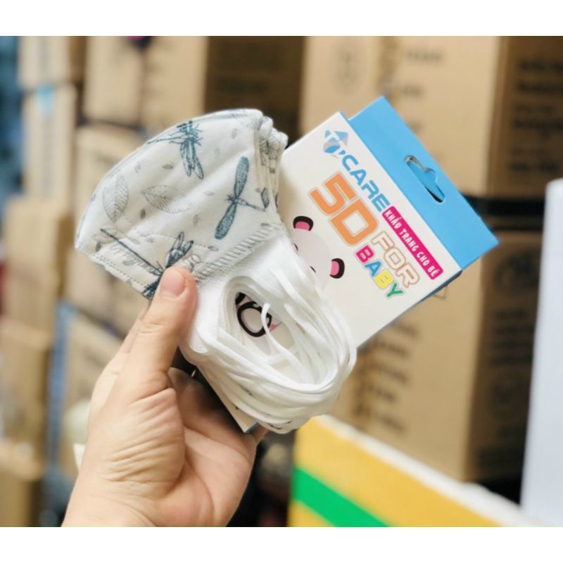 Hộp 10 cái khẩu trang y tế em bé 5D TT care for baby cho bé 1-6 tuôie