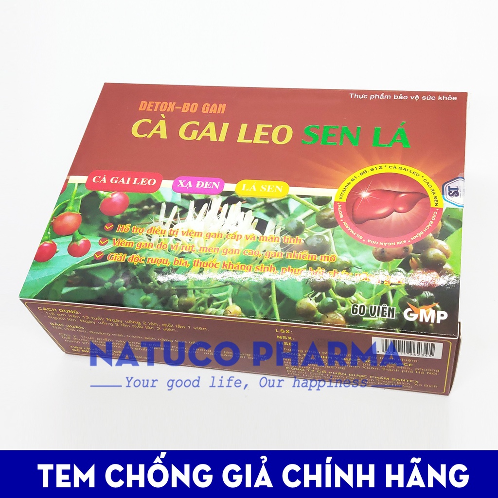 Viên uống bổ gan Cà Gai Leo Sen lá - Hộp vỉ 60 viên - giải độc gan, giảm viêm gan cấp và mãn tính, thanh nhiệt mát gan