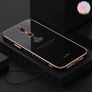 Ốp Điện Thoại Mềm Họa Tiết Lá Phong Có Dây Đeo Cho OPPO F11 Pro OPPO A9 F11 F17 Pro F7 F19 F19 Pro F5 A7X F9