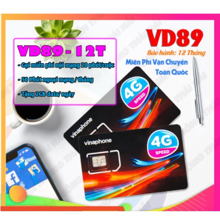 [Siêu Sale] SIM 4G VINA VD89, TRỌN GÓI 1 NĂM KHÔNG NẠP TIỀN CÓ 4GB/NGÀY - 120GB/THÁNG DATA TỐC ĐỘ CAO 4G