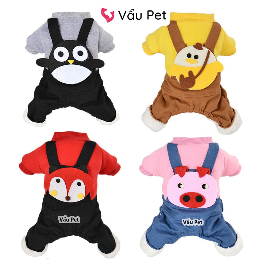 Áo cho chó mèo Bộ yếm thú lót bông ấm áp - Quần áo cho chó poodle, con, lớn, mèo, thú cưng Vẩu Pet Shop