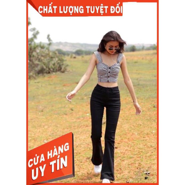 QUẦN JEANS LOE ĐEN DÁNG DÀI LƯNGCAO- Hình thật- Đẹp xuất sắc