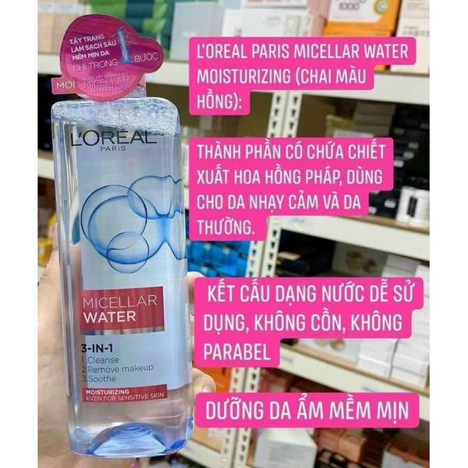 Nước Tẩy Trang Loreal Paris 3-in-1 Micellar Water [Chính Hãng]