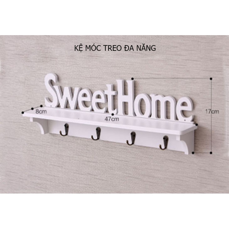 Móc kệ treo tường để đồ sweethome bằng gỗ nhựa PVC cao cấp