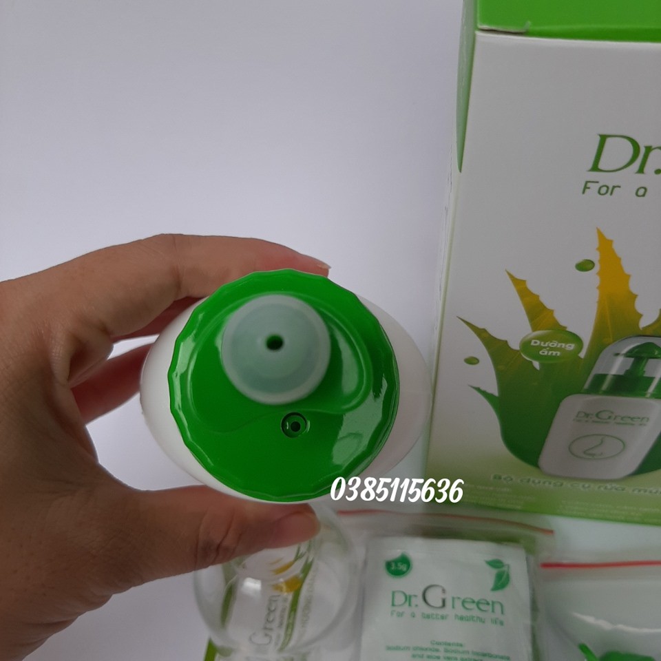 Bình rửa mũi Dr Green và 10 gói muối nha đam