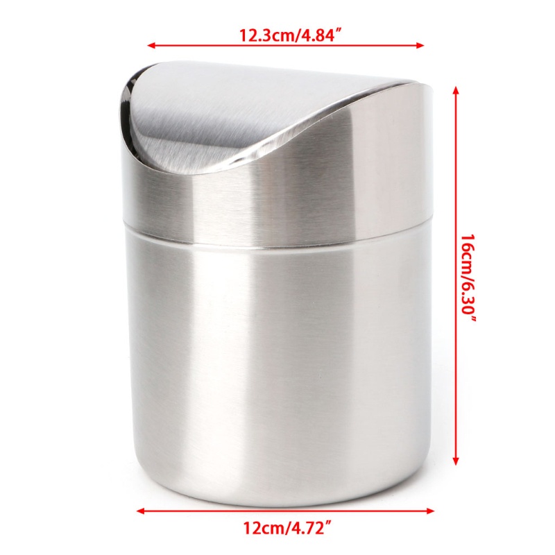 Thùng Rác Để Bàn Bằng Thép Không Gỉ 1.5 L