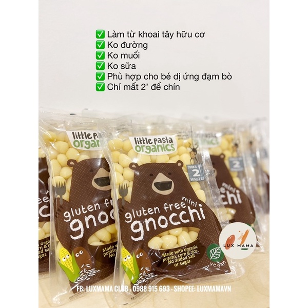 Mì Ý Gnocchi khoai tây Little Pasta Organics cho bé không muối, không đường, không sữa