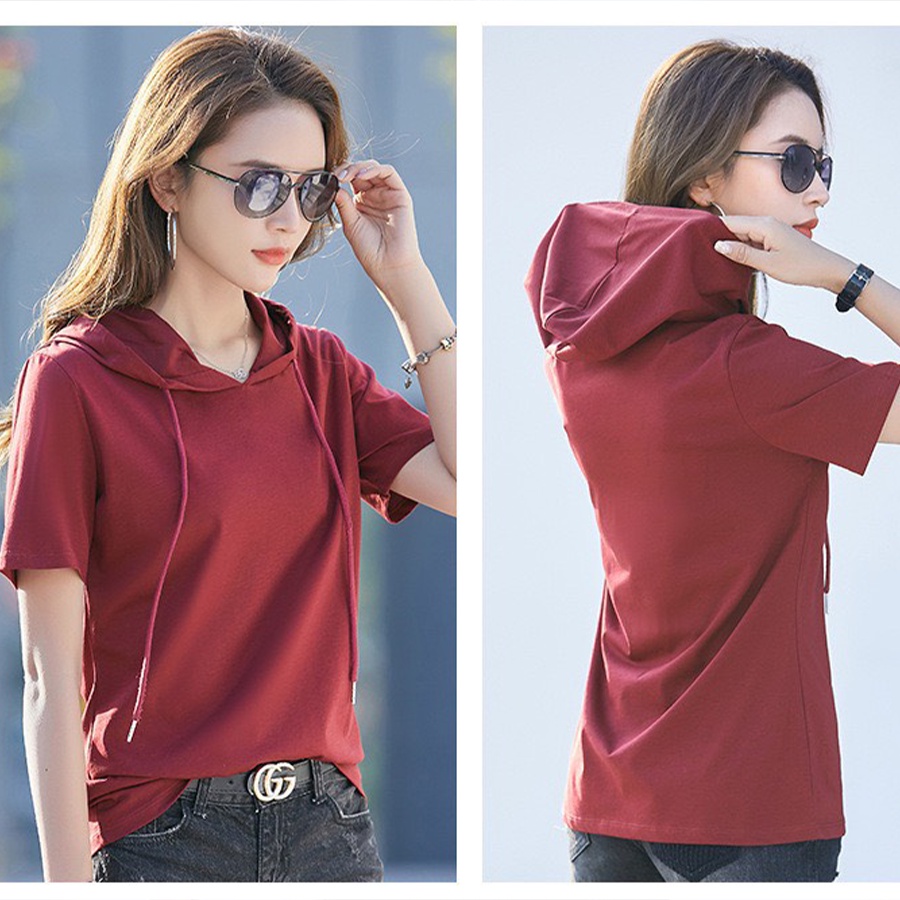 Áo Hoodie nữ  RAZA Store Cotton Mỏng Tay Ngắn Phong Cách Hàn Quốc Dành Cho Bạn Nữ có Size từ 45-65kg RZM47